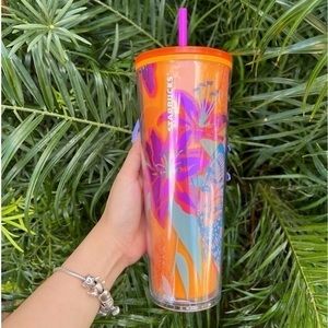 NEW Starbucks Orange Spring Floral Tumbler